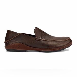 OluKai Mens Ni’o Dark Rum Brown Leather Slip On Drop In Heel Loafer Shoes Size 8